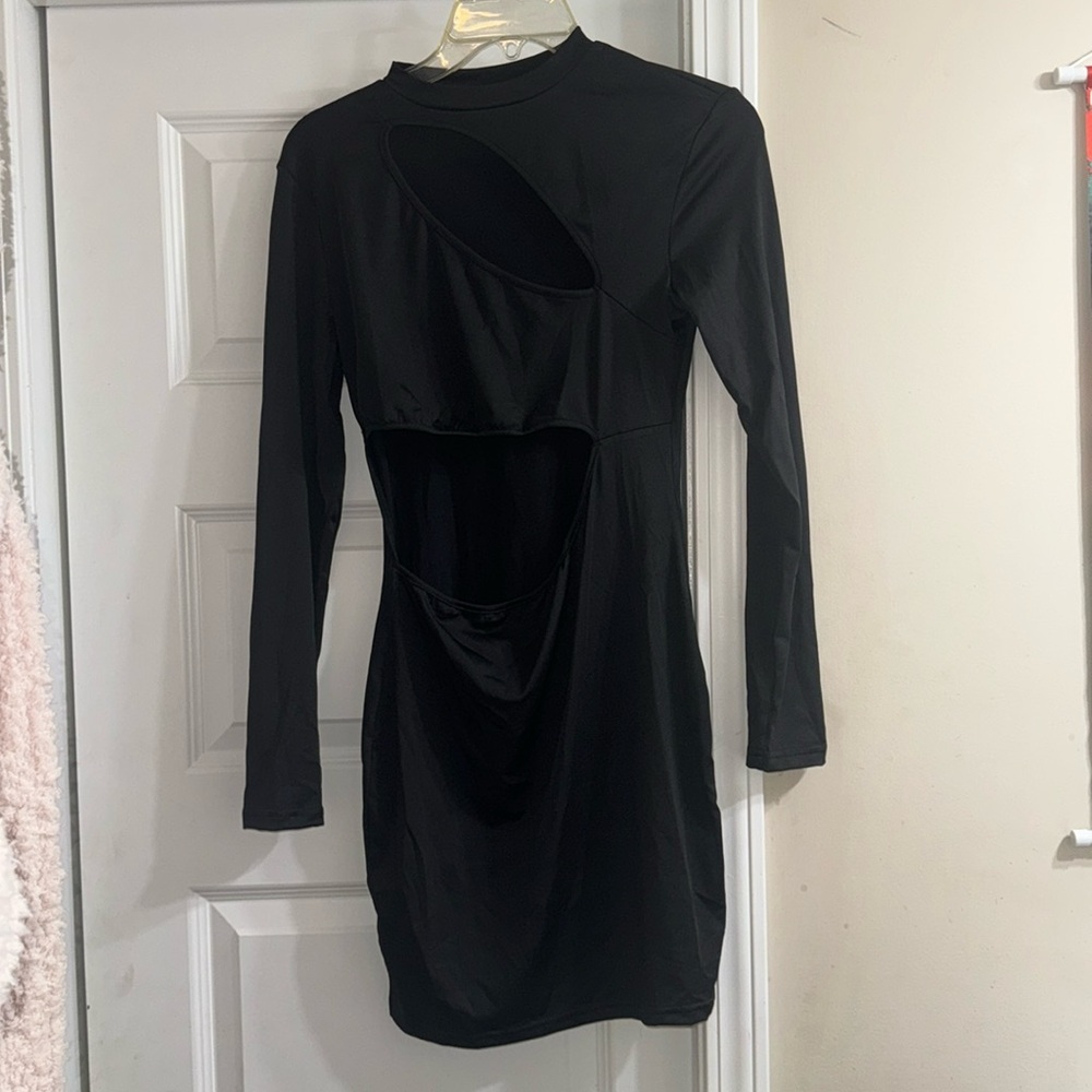 Long sleeve cut out dress
